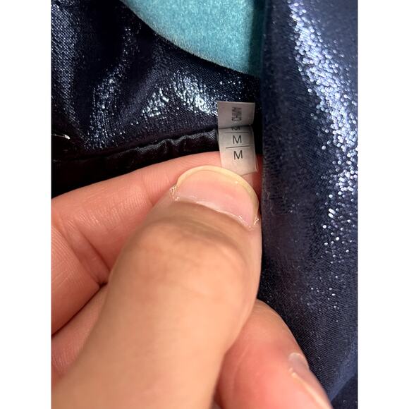 T Tahari Blue Jacket Size M Sparkle Zippers Biker Y2K Business Causal - Picture 8 of 16